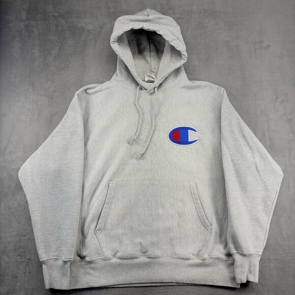 Champion Reverse Weave Hoodie Men's Large Gray Heavy-Weight Embroidered Logo - Picture 1 of 8